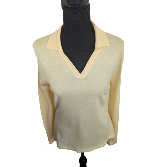 Babe Didrikson Vintage Womens Sweater 100% Cashmere Yellow Preppy Golf Medium - Picture 9 of 11